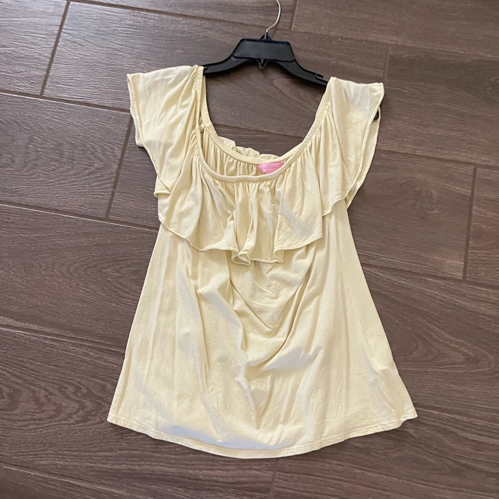 Lilly Pulitzer Pale Yellow Off the Shoulder